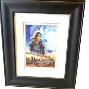 Vintage Art Print Poster Female Indians Camping Retreat White Cloud Fox Framed